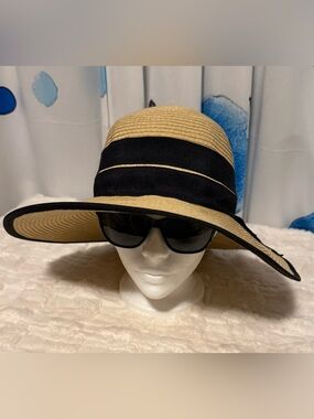 Sun N Sand UPF 50+ Adjustable Wide Brim Sun Hat Black Trim Bow
